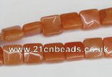 CAJ154 15.5 inches 10*10mm square red aventurine jade beads