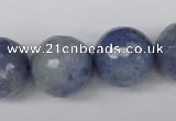CAJ567 15.5 inches 18mm faceted round blue aventurine beads wholesale
