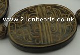 CAL22 14.5 inches 47*60mm carved oval agalmatolite beads