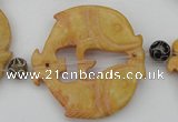 CAL29 14.5 inches 54*56mm carved fish agalmatolite beads