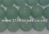 CAM1122 15.5 inches 8mm carved round amazonite beads wholesale