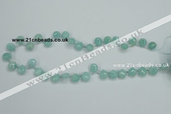 CAM153 9*11mm top-drilled flat teardrop amazonite gemstone beads