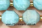 CAM1760 15 inches 9*10mm faceted amazonite beads wholesale