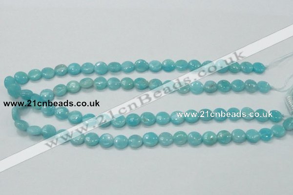 CAM301 15.5 inches 10mm flat round natural peru amazonite beads