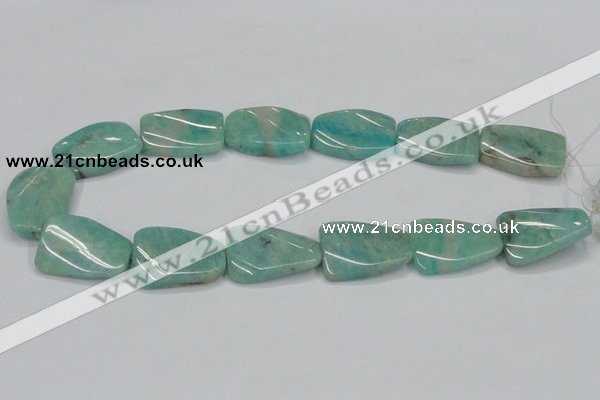 CAM415 22*30mm twisted rectangle natural russian amazonite beads