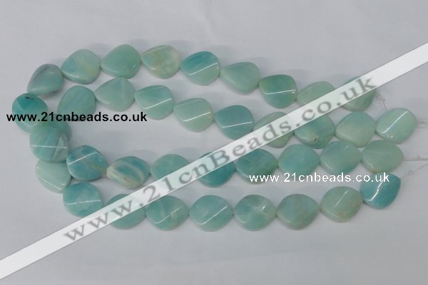 CAM607 15.5 inches 18*22mm twisted oval Chinese amazonite beads