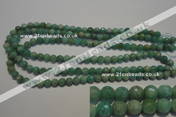 CAM812 15.5 inches 8mm faceted round Brazilian amazonite beads
