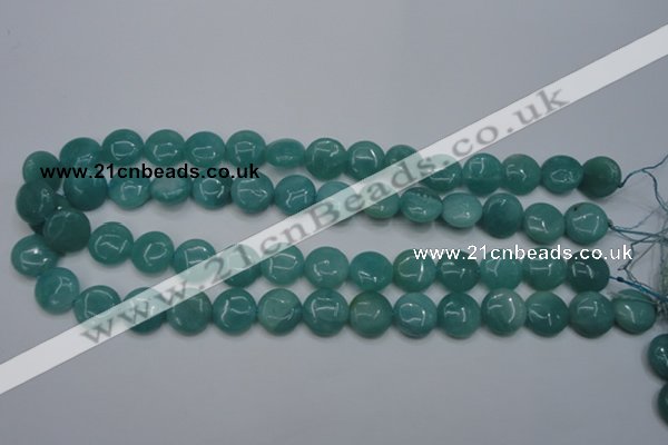 CAM916 15.5 inches 14mm flat round amazonite gemstone beads wholesale