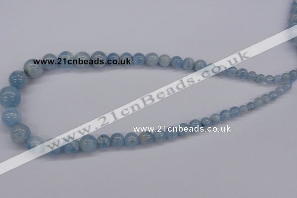 CAQ130 15.5 inches multi-size round natural aquamarine beads