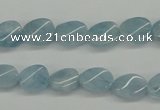 CAQ149 15.5 inches 8*12mm twisted oval natural aquamarine beads