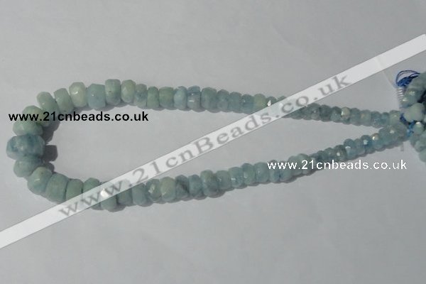 CAQ208 15.5 inches multi-size faceted rondelle natural aquamarine beads