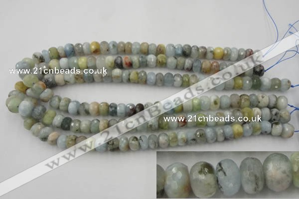 CAQ352 15.5 inches 6*10mm faceted rondelle natural aquamarine beads