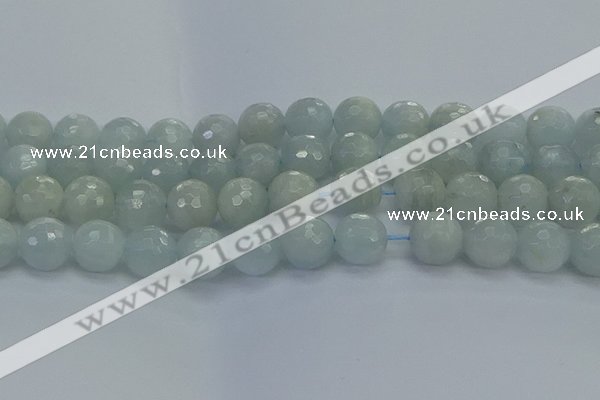 CAQ564 15.5 inches 14mm faceted round natural aquamarine beads