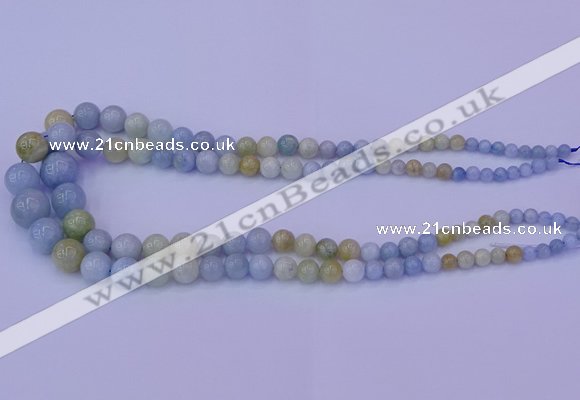 CAQ789 15.5 inches 5mm - 15mm round natural aquamarine beads