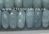 CAQ895 15.5 inches 6*12mm faceted rondelle aquamarine beads