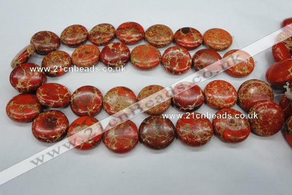CAT195 15.5 inches 25mm flat round dyed natural aqua terra jasper beads