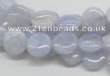 CBC12 15.5 inches 12mm flat round blue chalcedony beads wholesale