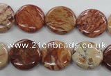 CBD51 15.5 inches 16mm flat round brecciated jasper gemstone beads