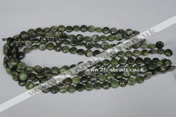 CBG14 15.5 inches 10mm flat round bronze green gemstone beads