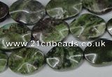CBG65 15.5 inches 13*18mm wavy oval bronze green gemstone beads