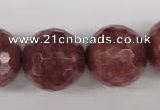 CBQ218 15.5 inches 20mm faceted round strawberry quartz beads