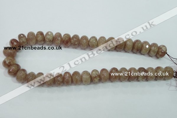 CBQ224 15.5 inches 10*16mm faceted rondelle strawberry quartz beads