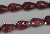 CBQ268 15.5 inches 10*15mm faceted teardrop strawberry quartz beads