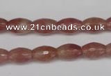 CBQ270 15.5 inches 8*12mm faceted rice strawberry quartz beads