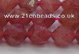 CBQ434 15.5 inches 12mm faceted nuggets strawberry quartz beads