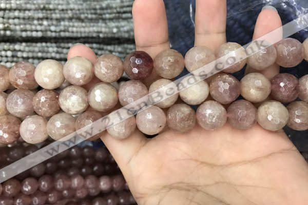 CBQ575 15.5 inches 14mm faceted round strawberry quartz beads