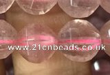 CBQ692 15.5 inches 10mm faceted round strawberry quartz beads