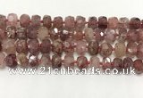 CBQ711 15.5 inches 6*10mm - 8*11mm faceted tyre strawberry quartz beads