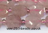 CBQ751 15.5 inches 8*10mm faceted oval strawberry quartz beads