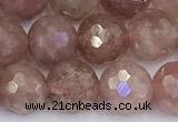 CBQ763 15 inches 9mm faceted round strawberry quartz beads
