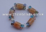 CBR01 5pcs imitation Swarovski crystal & agate beads stretchy bracelet
