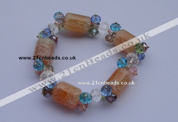 CBR01 5pcs imitation Swarovski crystal & agate beads stretchy bracelet