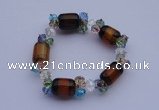 CBR02 5pcs imitation Swarovski crystal & agate beads stretchy bracelet
