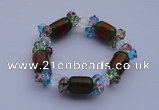 CBR03 5pcs imitation Swarovski crystal & agate beads stretchy bracelet