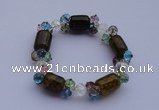CBR04 5pcs imitation Swarovski crystal & agate beads stretchy bracelet