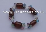 CBR05 5pcs imitation Swarovski crystal & agate beads stretchy bracelet