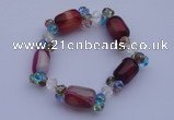 CBR06 5pcs imitation Swarovski crystal & agate beads stretchy bracelet