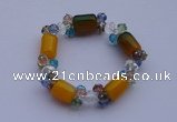 CBR07 5pcs imitation Swarovski crystal & agate beads stretchy bracelet