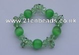 CBR09 5pcs imitation Swarovski crystal & cat eye beads stretchy bracelet