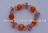 CBR10 5pcs imitation Swarovski crystal & cat eye beads stretchy bracelet
