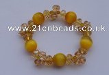 CBR11 5pcs imitation Swarovski crystal & cat eye beads stretchy bracelet