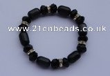 CBR12 5pcs imitation Swarovski crystal & cat eye beads stretchy bracelet