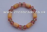 CBR16 5pcs imitation Swarovski crystal & cat eye beads stretchy bracelet