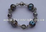 CBR25 5pcs imitation Swarovski crystal & lampwork glass beads bracelet