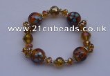 CBR26 5pcs imitation Swarovski crystal & lampwork glass beads bracelet