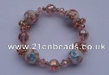 CBR28 5pcs imitation Swarovski crystal & lampwork glass beads bracelet